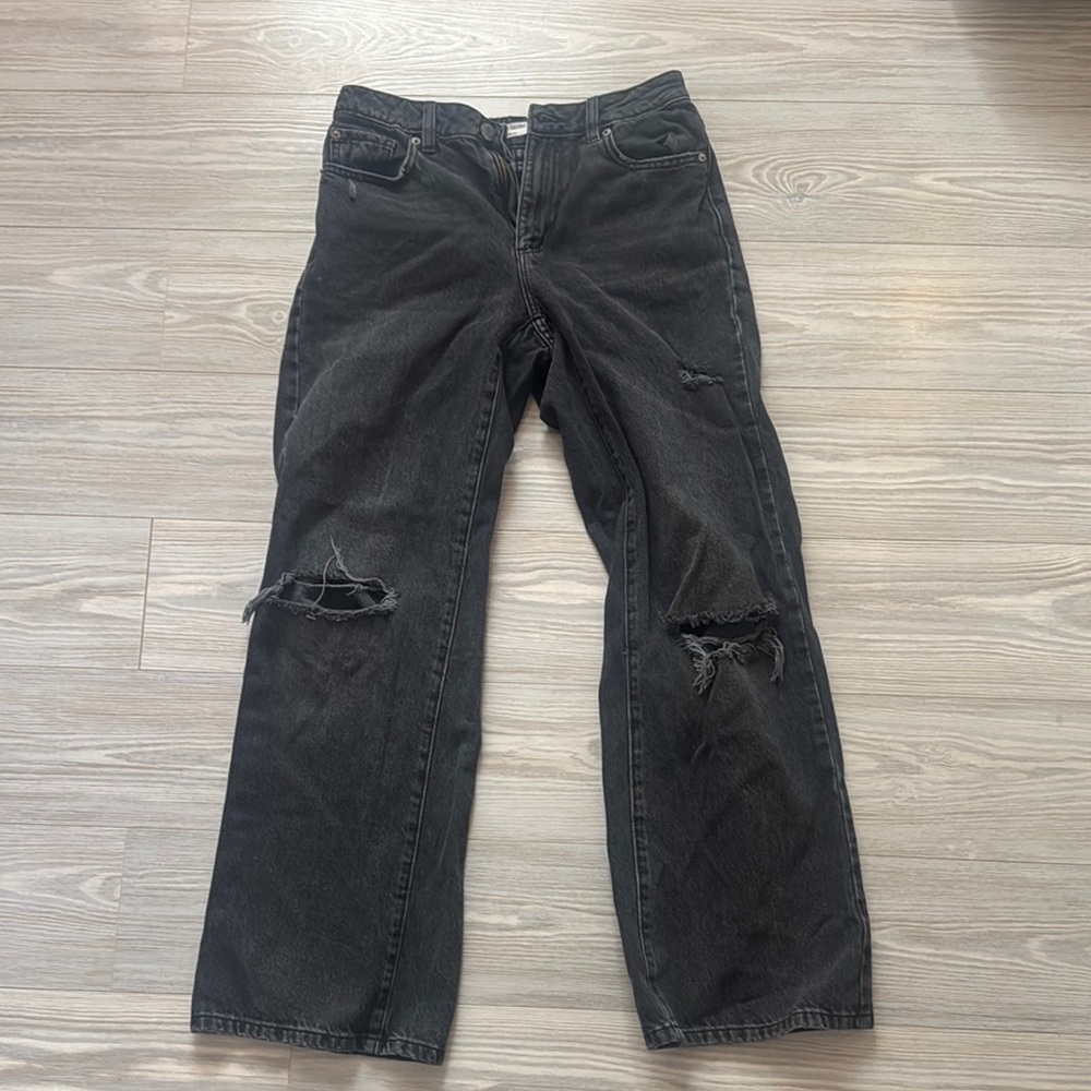 Garage Denim Black Distressed Straight-Leg Jeans
